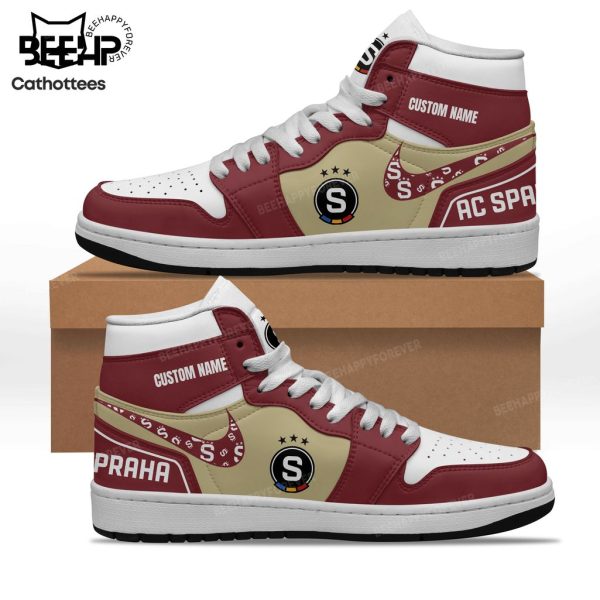 Personalized AC Sparta Praha Red Brown Nike Logo Design Air Jordan 1 High Top