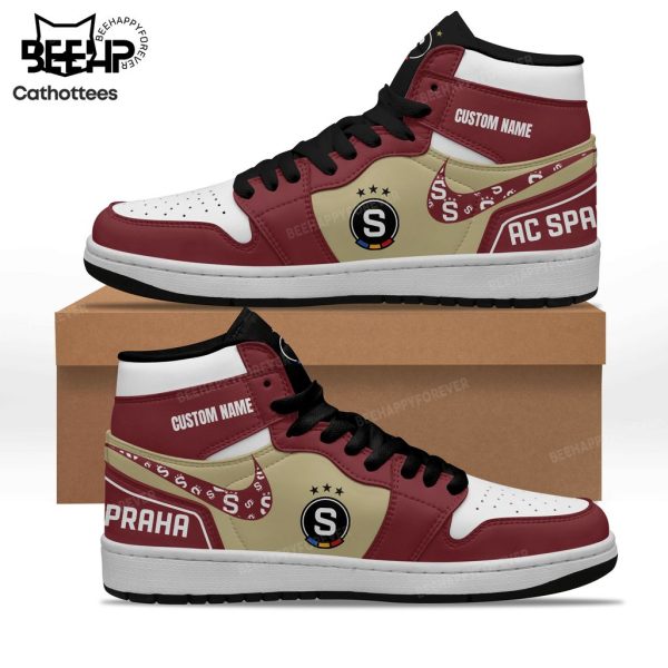 Personalized AC Sparta Praha Red Brown Nike Logo Design Air Jordan 1 High Top