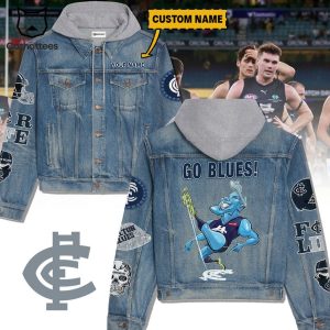 Personalized AFL Go Blues Design Hooded Denim Jacket