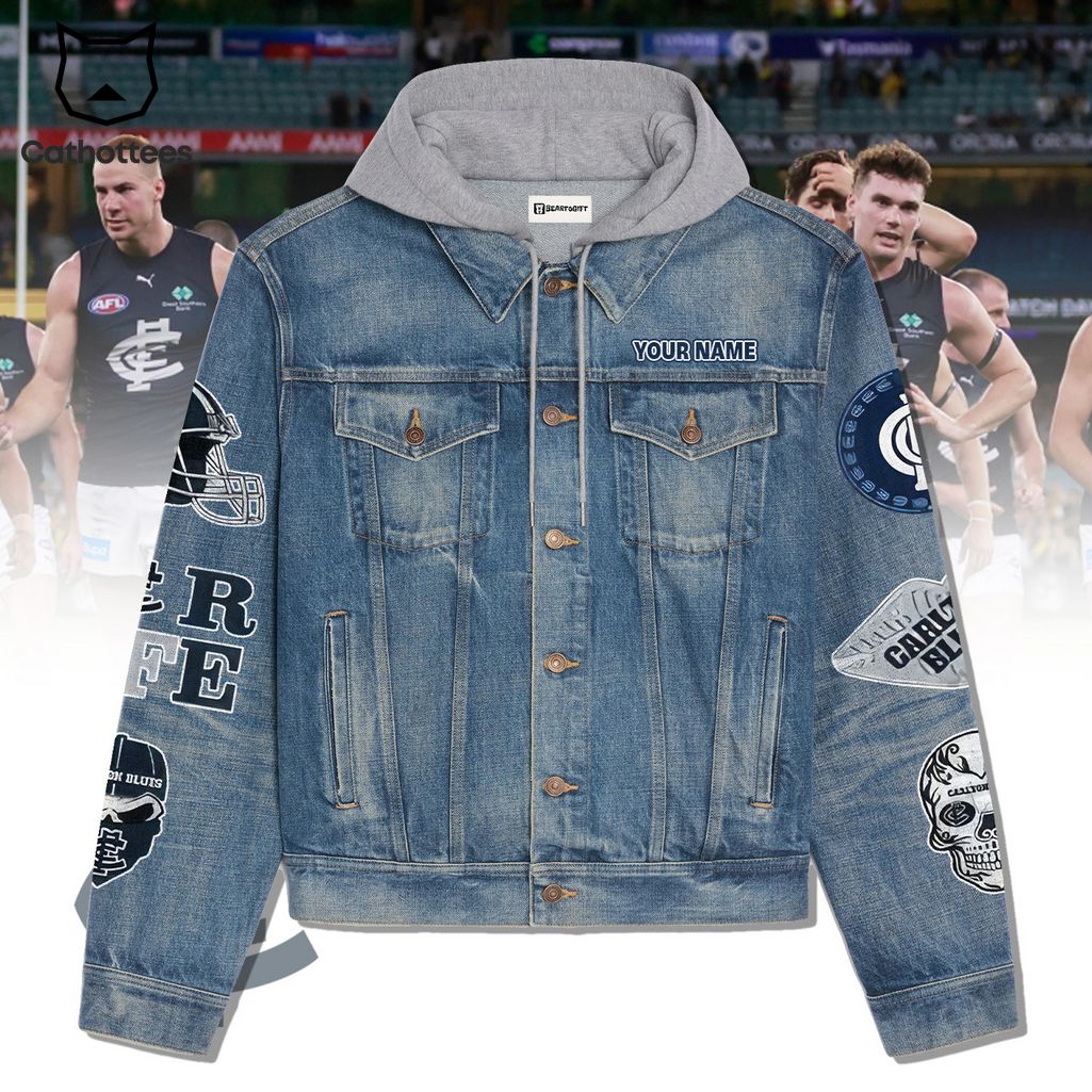 Personalized AFL Go Blues Design Hooded Denim Jacket