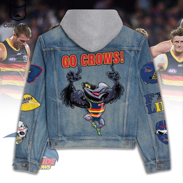 Personalized AFL Go Crows Mascot Raised Both Hands Design Hooded Denim Jacket