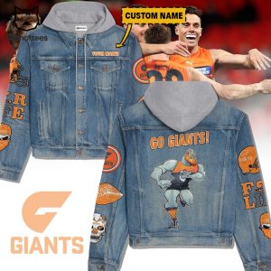 Personalized AFL Go Giants Orange Design Hooded Denim Jacket
