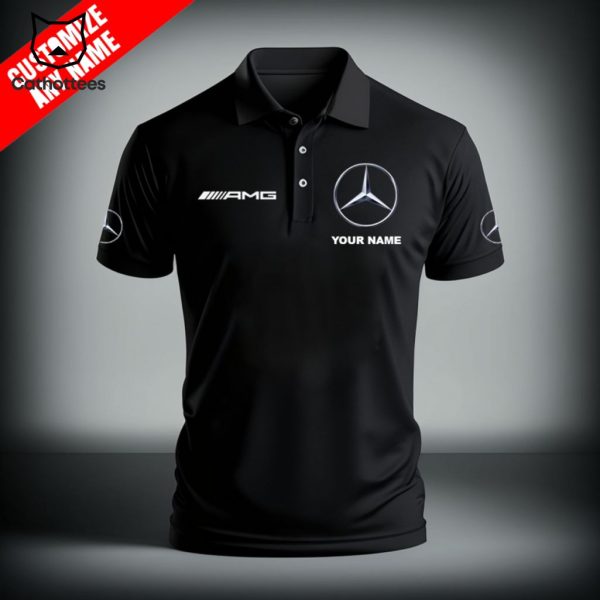 Personalized AMG Mercedes Benz Logo Design Black 3D Polo