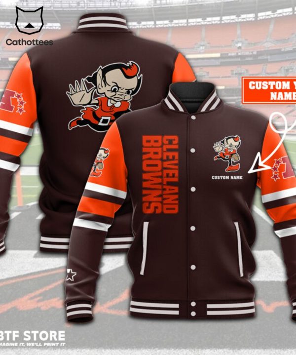 Personalized Cleveland Browns Mascot Design Baseball Jacket