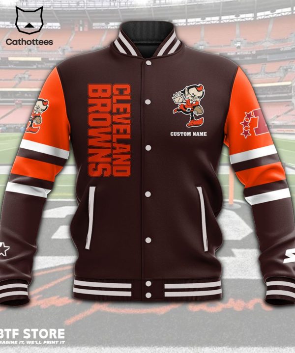 Personalized Cleveland Browns Mascot Design Baseball Jacket