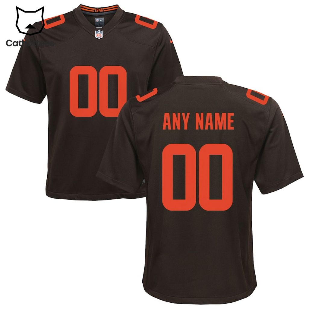 Personalized Cleveland Browns Nike Youth Alternate Black Design 3D T-Shirt