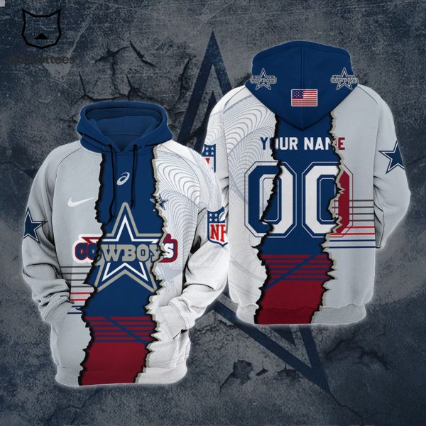 Personalized Dallas Cowboys Logo Crack Design 3D Hoodie