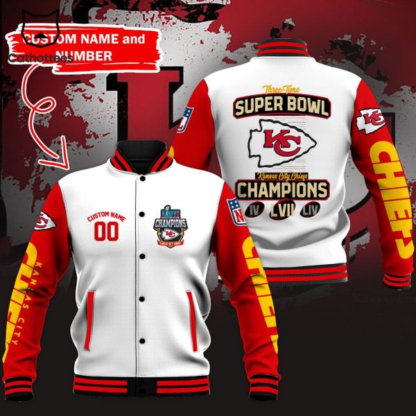 Personalized Kansas City Chiefs Champions Logo Design On Sleeve Baseball Jacket