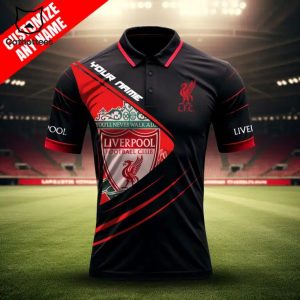 Personalized LFC Liverpool Football Club Logo Design Black Red 3D Polo