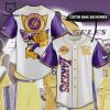 Los Angeles Basketball Logo Design On Sleeve Baseball Jersey