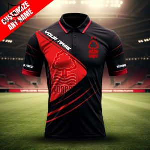 Personalized Nottingham Forest Logo Black Red 3D Polo