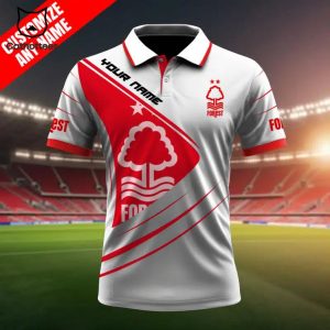 Personalized Nottingham Forest Logo White Red 3D Polo