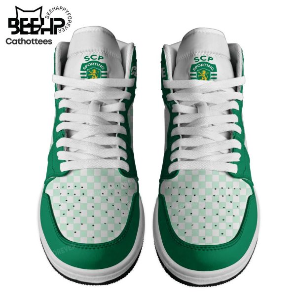 Personalized Sporting Lisbon Portugal Green Shoes With Square Design Air Jordan 1 High Top