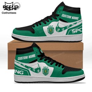 Personalized Sporting Lisbon Portugal Green Shoes With Square Nike Logo Design Air Jordan 1 High Top