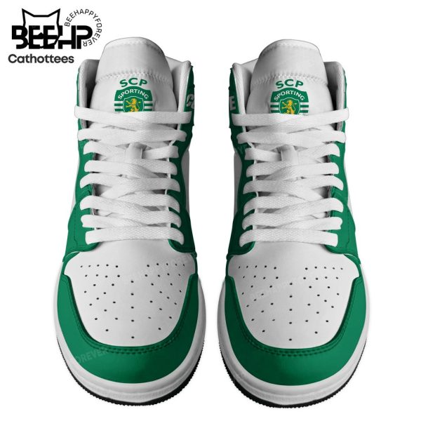 Personalized Sporting Lisbon Portugal Green Shoes With Square Nike Logo Design Air Jordan 1 High Top