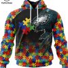 Personalized Philadelphia Eagles Special Autism Awareness Colorful Hands Design 3D Hoodie