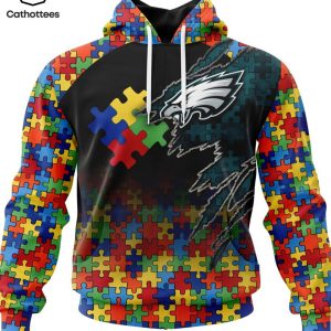 Personalized Philadelphia Eagles Special Autism Awareness Color Puzzle Pieces Design 3D Hoodie