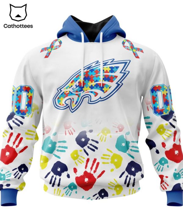 Personalized Philadelphia Eagles Special Autism Awareness Colorful Hands Design 3D Hoodie