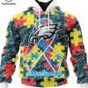 Personalized Philadelphia Eagles Special Autism Awareness Colorful Hands Design 3D Hoodie