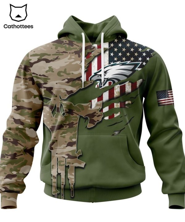 Personalized Philadelphia Eagles Special Camo Design For Veterans Day 3D Hoodie