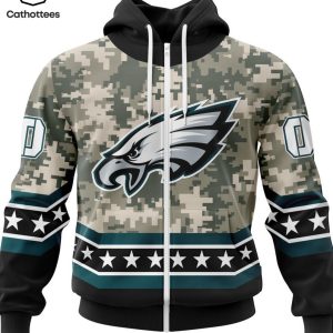 Personalized Philadelphia Eagles Special Camo Design For Veterans Day 3D Hoodie – WS01