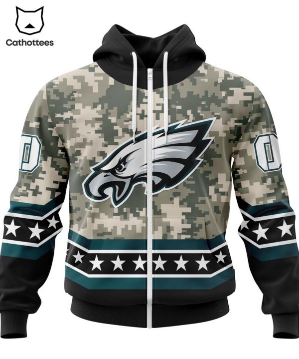 Personalized Philadelphia Eagles Special Camo Design For Veterans Day 3D Hoodie – WS01