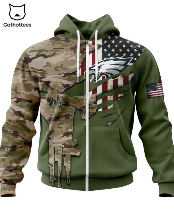 Personalized Philadelphia Eagles Special Camo Design For Veterans Day 3D Hoodie