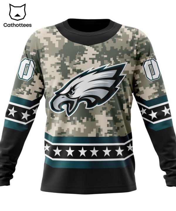 Personalized Philadelphia Eagles Special Camo Design For Veterans Day 3D Hoodie – WS01