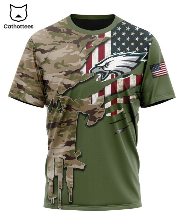 Personalized Philadelphia Eagles Special Camo Design For Veterans Day 3D Hoodie