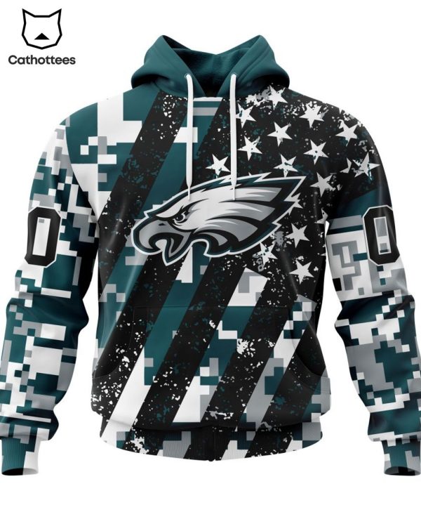 Personalized Philadelphia Eagles Special Camo For Veterans Day Mascot Design 3D Hoodie