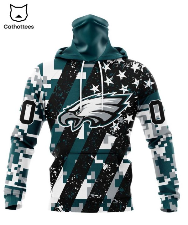 Personalized Philadelphia Eagles Special Camo For Veterans Day Mascot Design 3D Hoodie