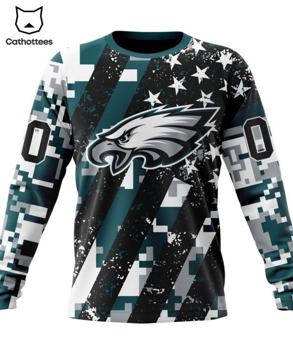 Personalized Philadelphia Eagles Special Camo For Veterans Day Mascot Design 3D Hoodie