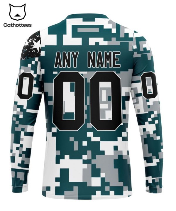 Personalized Philadelphia Eagles Special Camo For Veterans Day Mascot Design 3D Hoodie