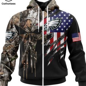 Personalized Philadelphia Eagles Special Camo Hunting Design With Skull Art 3D Hoodie