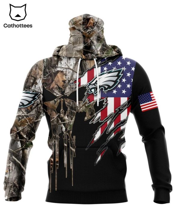 Personalized Philadelphia Eagles Special Camo Hunting Design With Skull Art 3D Hoodie