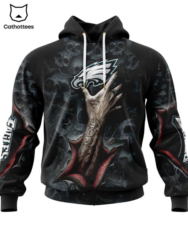 Personalized Philadelphia Eagles Special Horror Skull Art Design 3D Hoodie