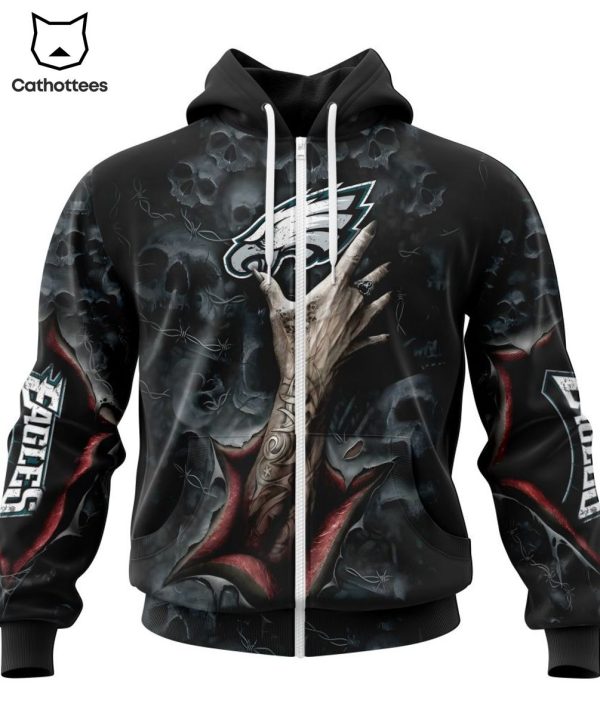 Personalized Philadelphia Eagles Special Horror Skull Art Design 3D Hoodie