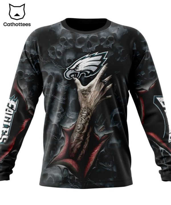 Personalized Philadelphia Eagles Special Horror Skull Art Design 3D Hoodie