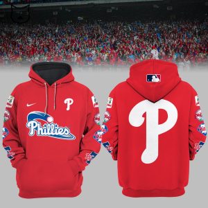 Philadelphia Phillies 2023 Postseason Nike Logo Red Design 3D Hoodie