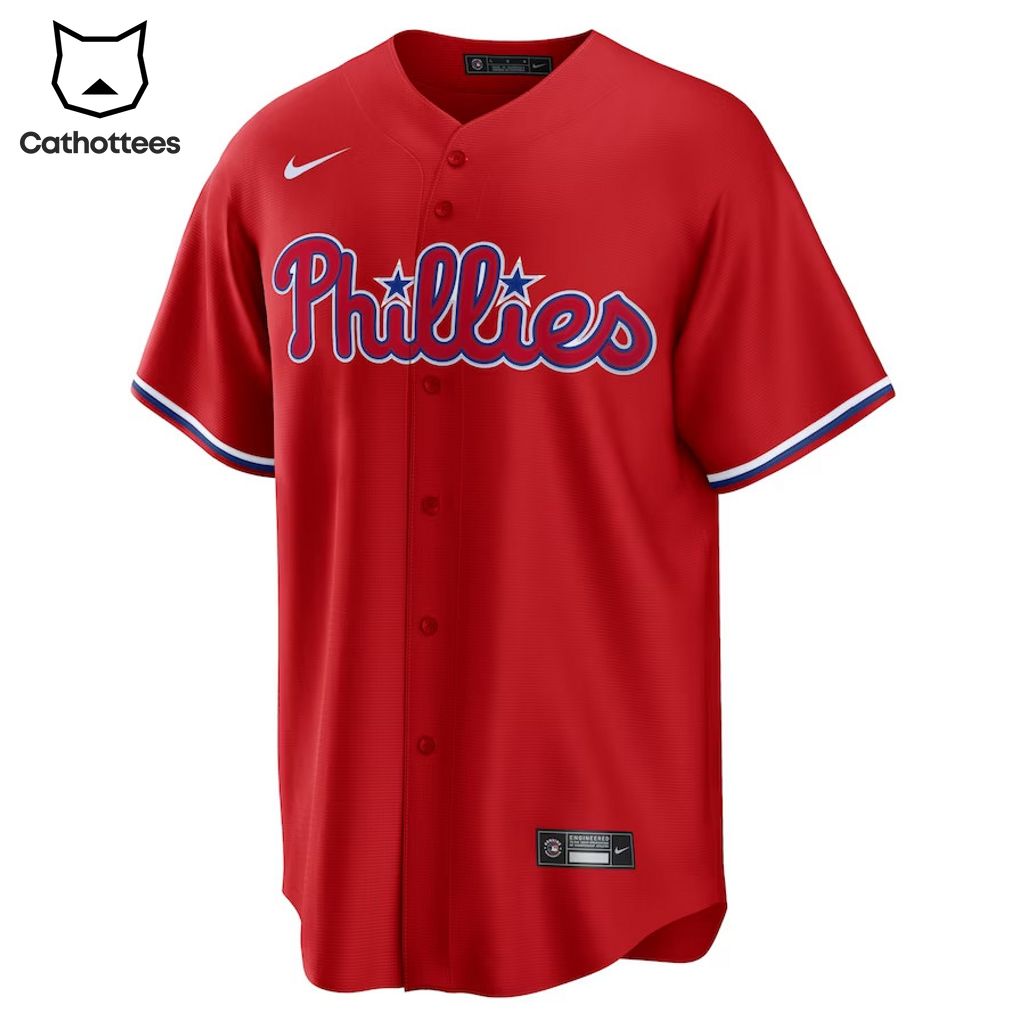 Philadelphia Phillies Nike Logo Red Design Baseball Jersey