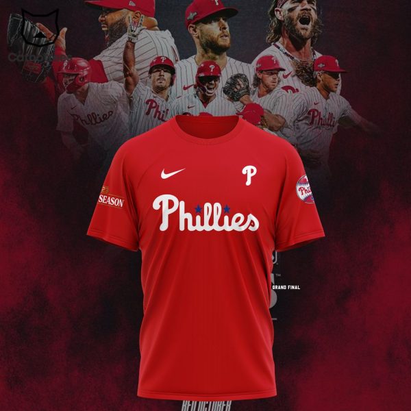 Philadelphia Phillies Postseason Nike Logo Red Design 3D T-Shirt