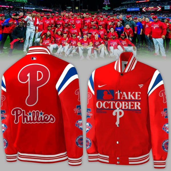 Philadelphia Phillies Take October Logo Design On Sleeve Baseball Jacket