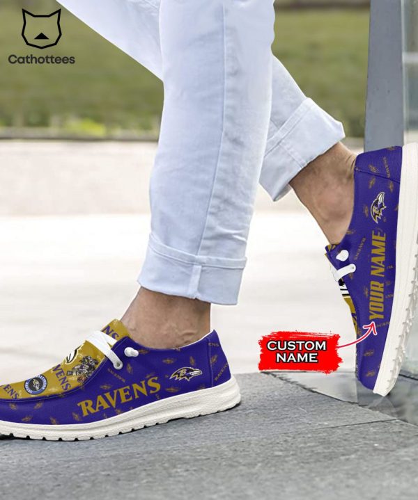 PREMIUM NFL Baltimore Ravens  Custom Name Hey Dude Shoes