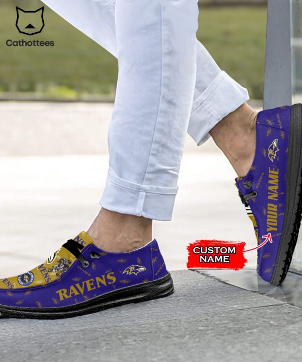 PREMIUM NFL Baltimore Ravens  Custom Name Hey Dude Shoes