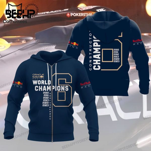 Red Bull Racing Championships Logo Design On Sleeve 3D Hoodie