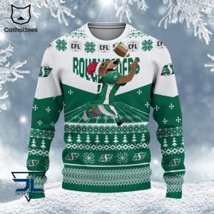 Saskatchewan Roughriders PURS1148CFL Mascot Play Basketball Design 3D Sweater