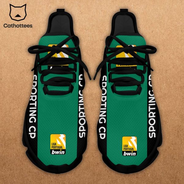 Sporting CP Lisbon Portugal Green Shoes With Black Border Lettering Design Max Soul Shoes
