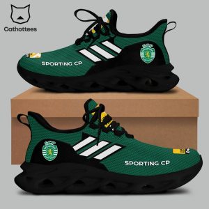 Sporting Lisbon Black Mesh Shoes With Green Stripes Design Max Soul Shoes