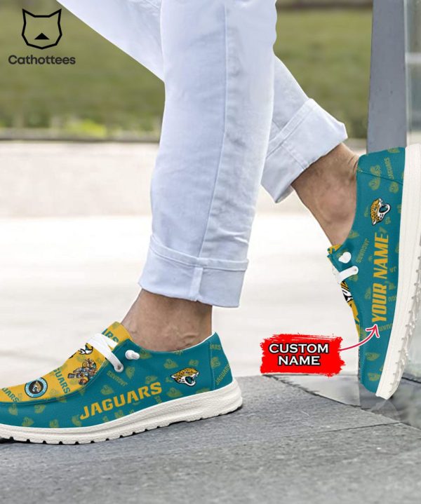 THE BEST NFL Jacksonville Jaguars  Custom Name Hey Dude Shoes