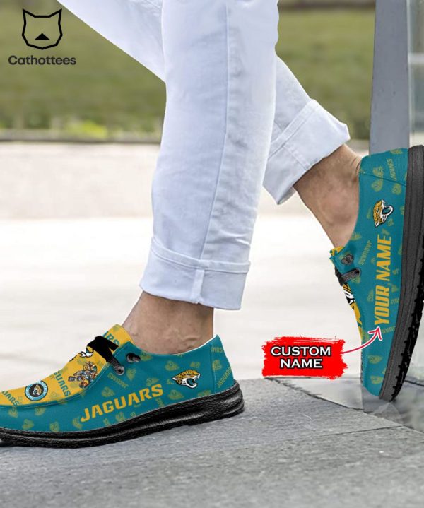 THE BEST NFL Jacksonville Jaguars  Custom Name Hey Dude Shoes